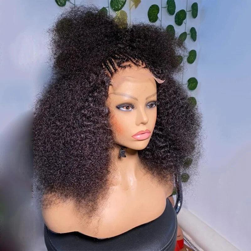 Soft Long 26inch Natural Black 180Density Kinky Curly Lace Front Wig For Women BabyHair Preplucked Heat Resistant Glueless