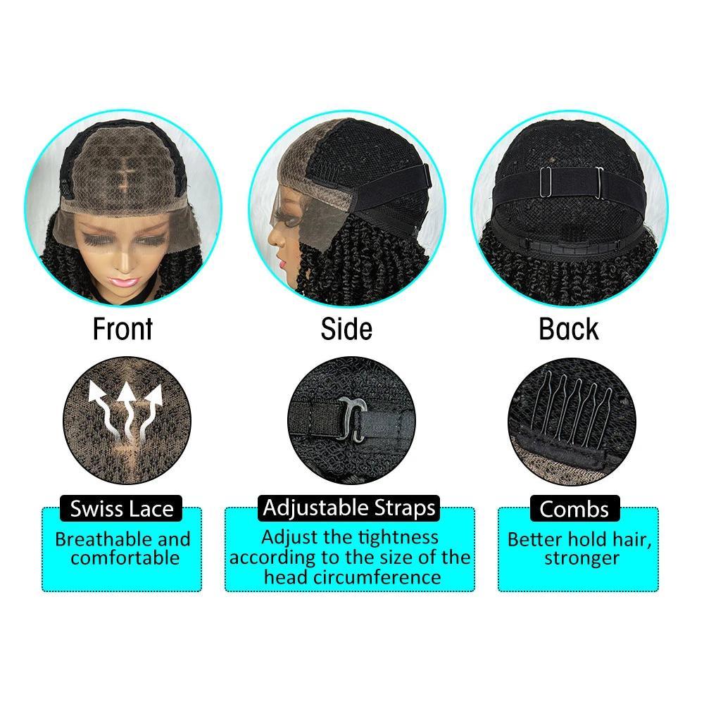 Synthetic Lace Front Wig Butterfly Locs Braided Wigs Dreadlock Wig 14 inches Short Knotless Wigs for Black Women Synthetic Wig