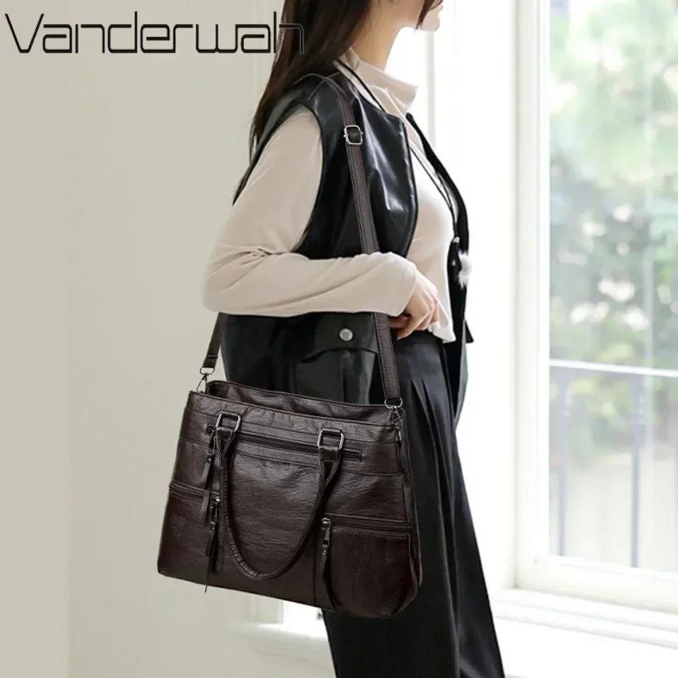 Elegant Handbag for Women High Quality Leather Top-Handle Bags Purse Ladies Shoulder Crossbody Bag Large Casual Tote 2025 Hot