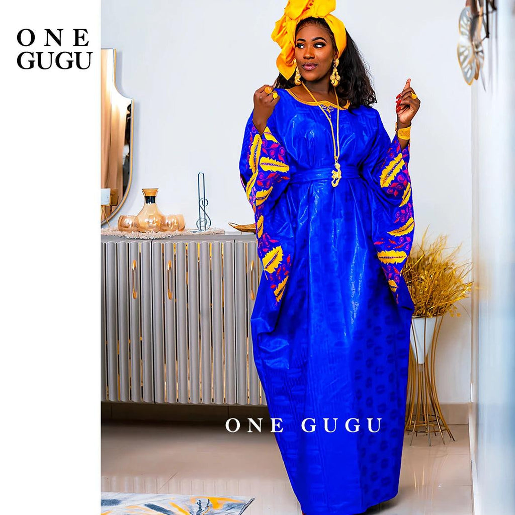 African Original Bazin Riche Boubou With Embroidery And Stones Mix Size Nigerian Women Wedding Dashiki With Belt Basin Dresses