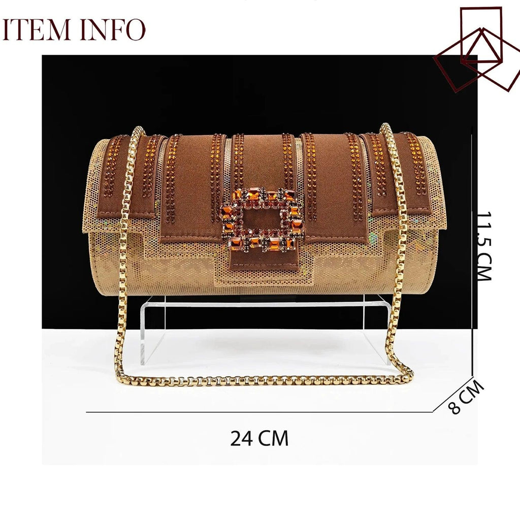 2025  Olive Green Rhinestone High Heels Pointed Toe Mixed Color Sexy Ladies Shoes With Clutch Bag Set For Luxury Wedding Party