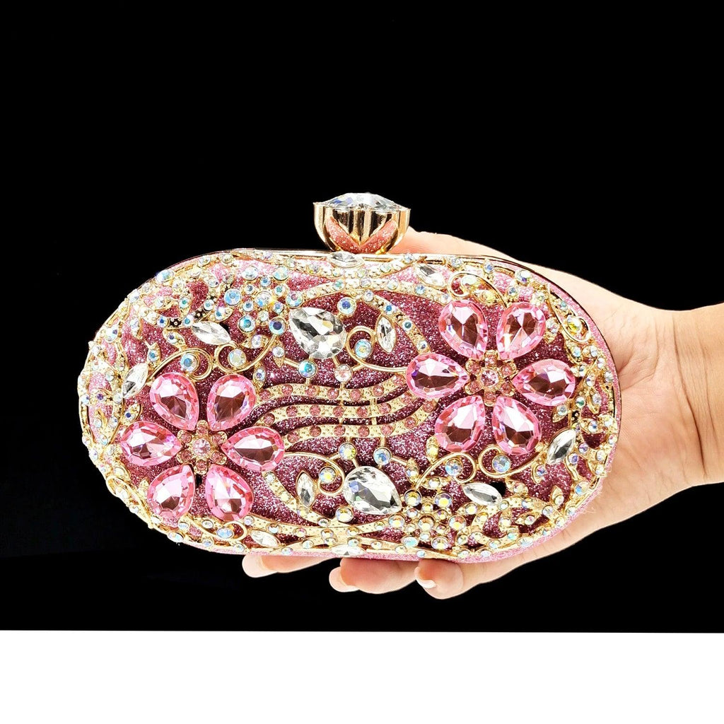 2024 New Design Specials Italian Women Heels Shoes and Bag in Pink Color Comfortable Heels With Rhinestone for Part
