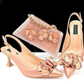 doershow  Italian niceShoes With Matching Bags Set Italy African Women's Party Shoes and Bag Sets peach Color Women sh  HQS1-25