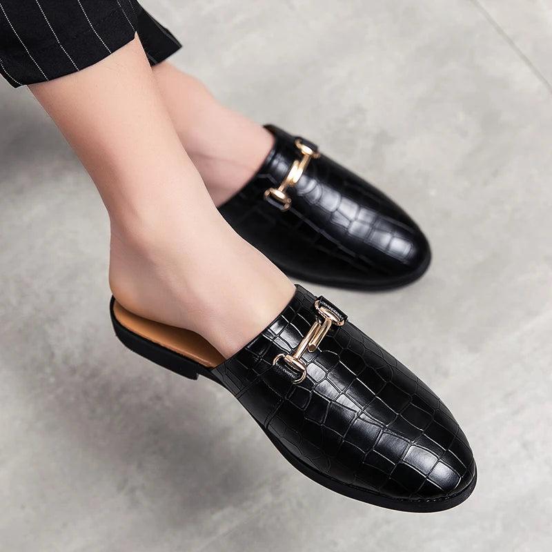 Arrival Mens Half Slippers Loafers Fashion Men Comfort Leather Loafers Male Business Casual Leather Shoes Summer Slippers Shoes