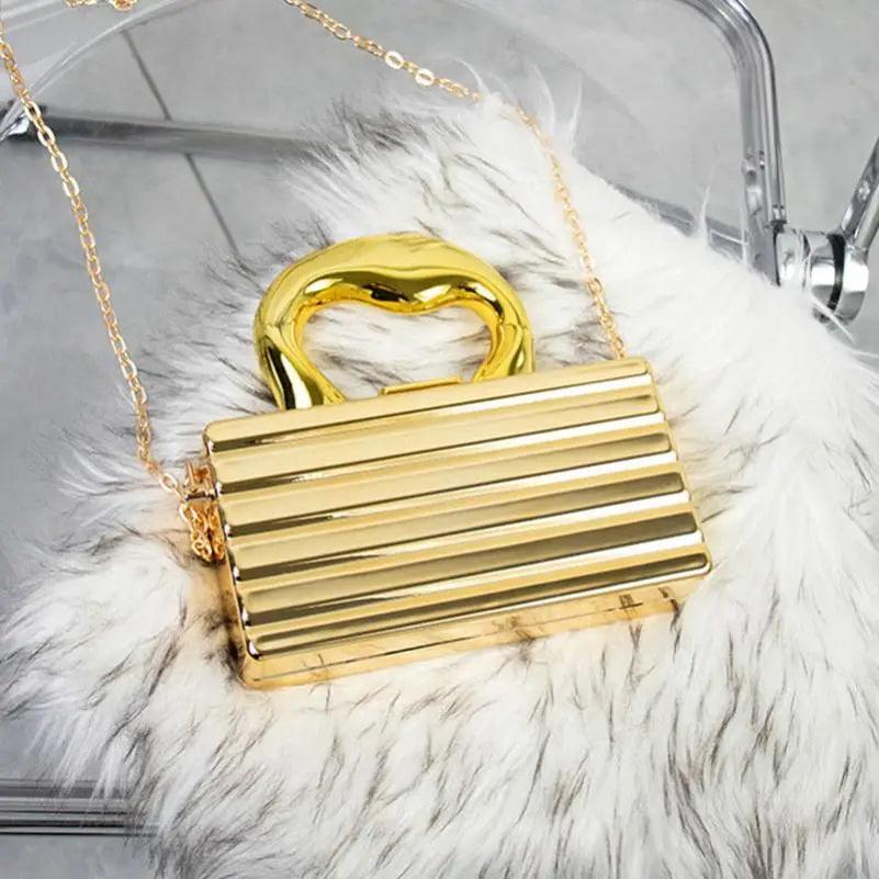 Square Acrylic Metallic Evening Handbag Box with Top Handle Luxury Designer Bags for Women Trend 2024 Shoulder Messenger Bags