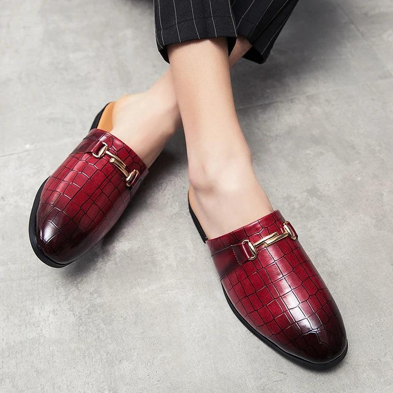 Arrival Mens Half Slippers Loafers Fashion Men Comfort Leather Loafers Male Business Casual Leather Shoes Summer Slippers Shoes