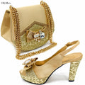 Italian Hot Sale Appliques Elegant Shoes And Bag To Match Set Summer High Heels Shoes And Bag Set For Wedding Dress Size 37-43