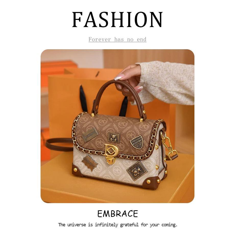 Women's Retro PU Leather Shoulder Bag Fashion Chain Handbag Crossbody for Daily Use