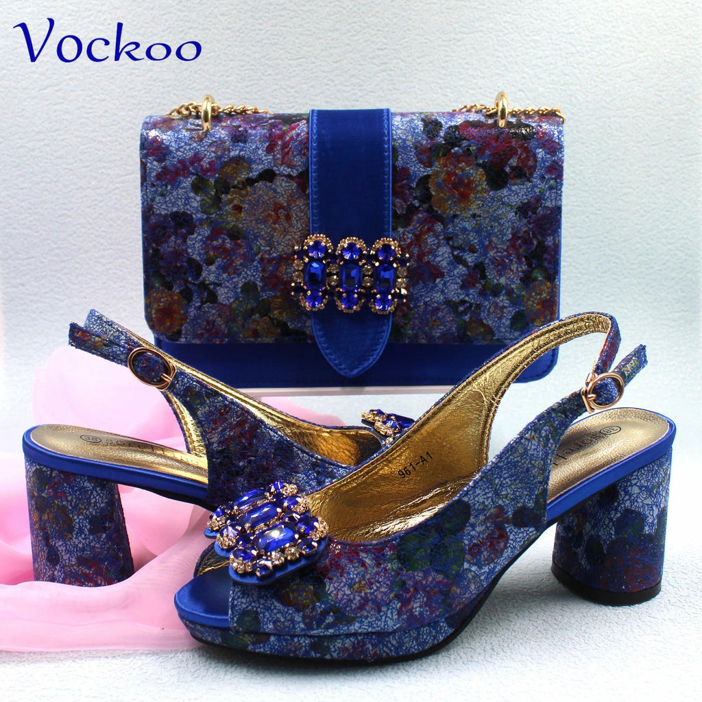 Summer Hot Sale 2024 Italian Design Shoes Matching Bag to Match in Royal Blue Color High Quality for Wedding Party