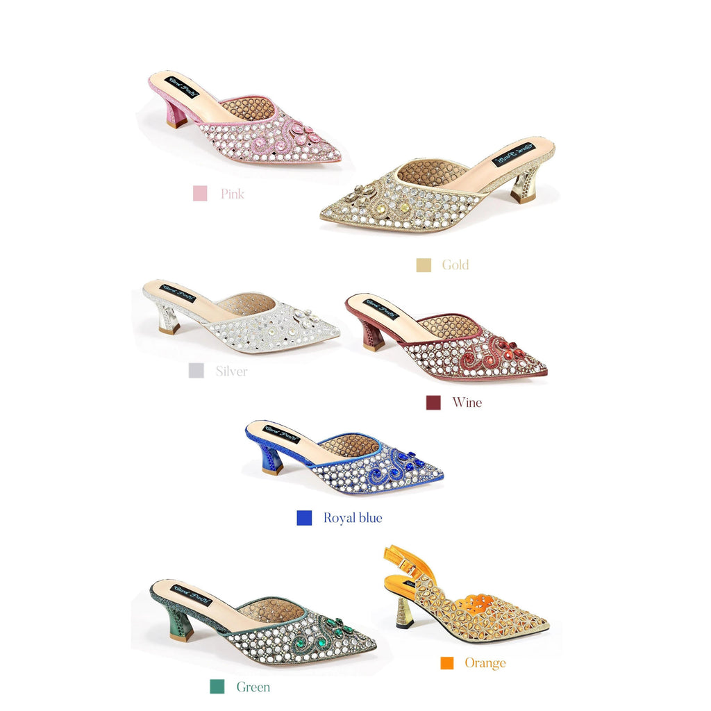 2024 New Design Specials Italian Women Heels Shoes and Bag in Pink Color Comfortable Heels With Rhinestone for Part