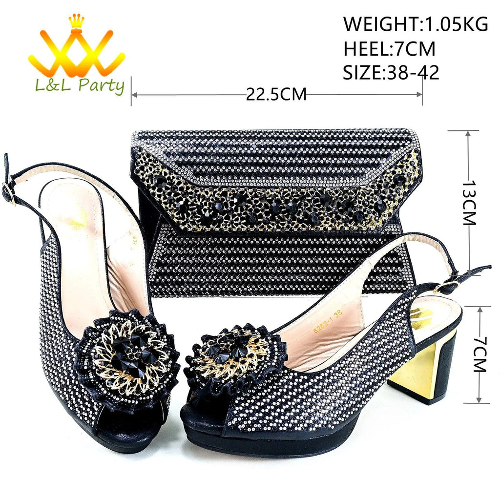 2024 Special New Arrivals Italian Women Shoes and Bag to Match in Green Color with Platform Shinning Crystal Sandal for Wedding