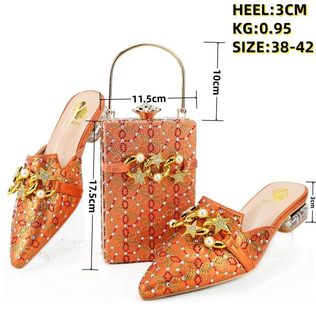 doershow Lastest Italian Design Fashion Style Ladies Shoes with Matching Bag Set 2024 Nigerian Shoes and Bag Set HAE1-5