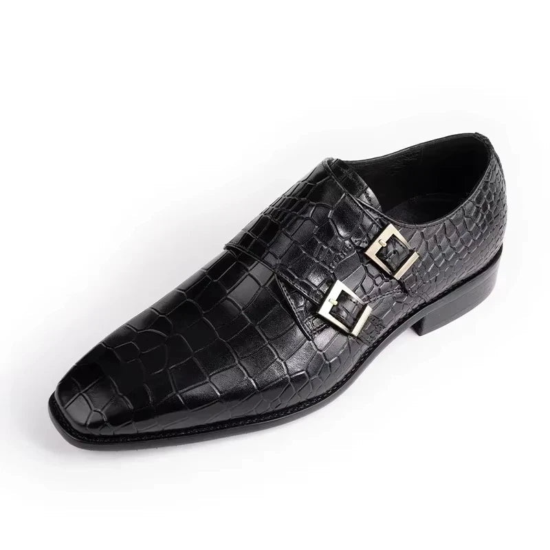 Men's Genuine Leather Dress Loafers Handmade Double Buckle Monk Slip-On Shoes for Party & Formal Wear Fashion& Men's Footwear