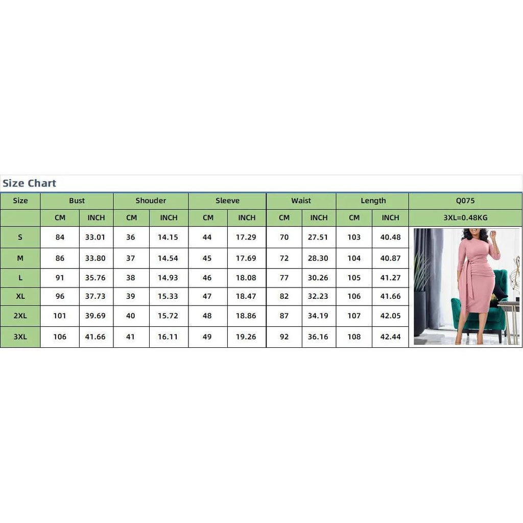 Elegant Lace-Up Bodycon Dresses for Women Three Quarter Sleeve Office Lady Party Fashion Folds Bandage African Dress Vestido