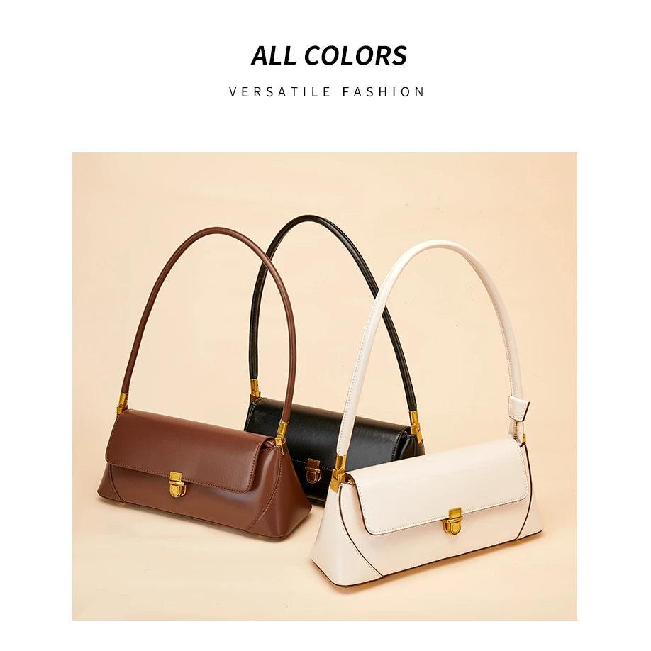 Hifashion Cowhide Genuine Leather Underarm Shoulder Bags For Women 2025 Trend Designer Top Handle Female Tote Ladies Handbags