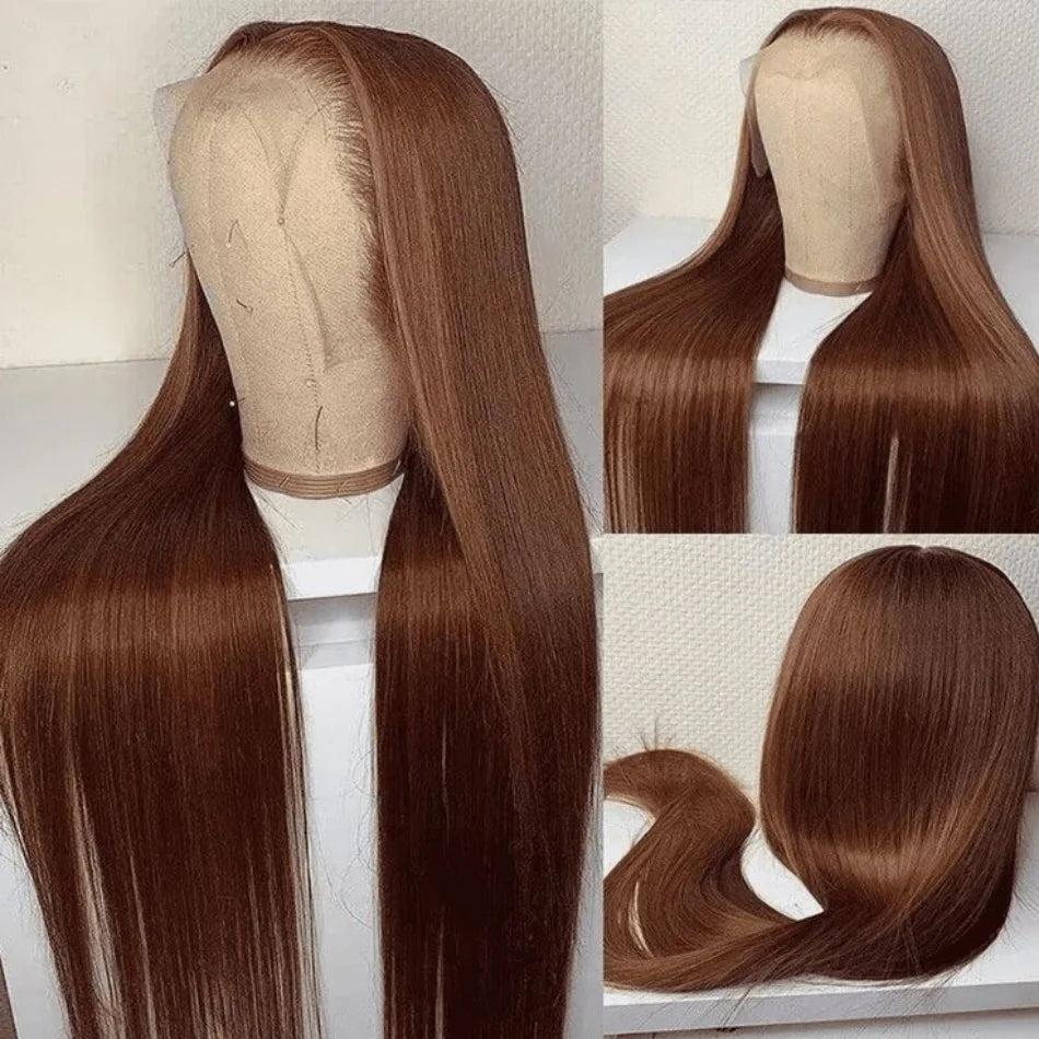 Chocolate Brown 30 32 Inch 13x6 Hd Lace Frontal Wig 13x4 Hd Lace Front Human Hair Brown Wigs Straight Human Hair Wigs For Women