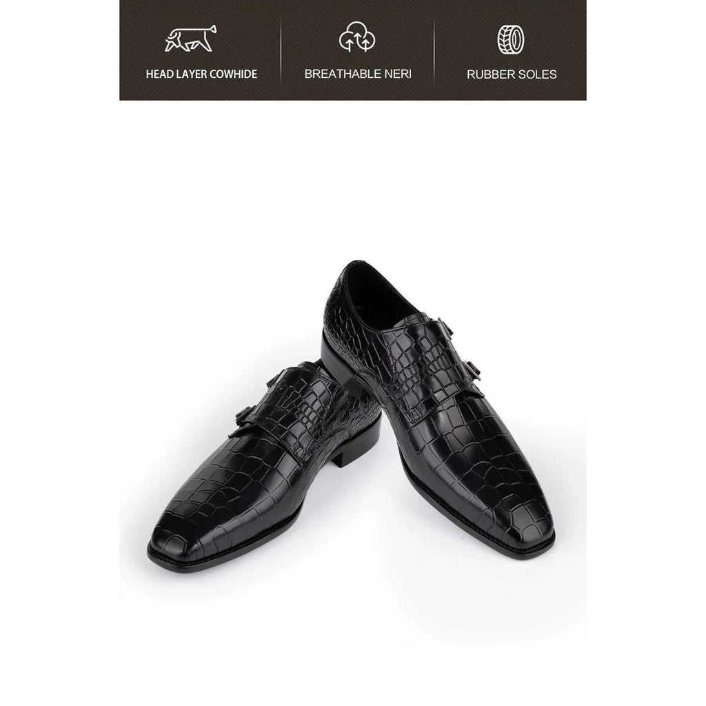 Men's Genuine Leather Dress Loafers Handmade Double Buckle Monk Slip-On Shoes for Party & Formal Wear Fashion& Men's Footwear