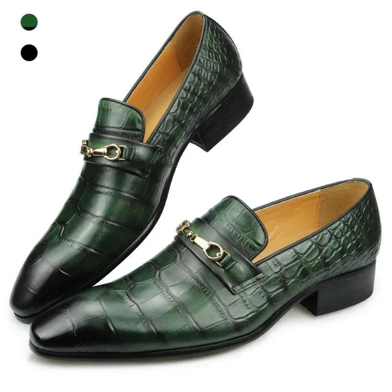 Elegant Shoes For Men‘s Dress Wedding Loafer Buckle Leather banquet party Workplace Business Green Casual For Men Drivers Shoe