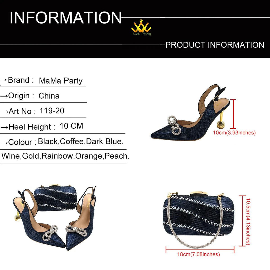 New Fashionable Pointed Toe Ladies Sandal Shoes Matching Bag Set in Peach Color For Women Wedding Party