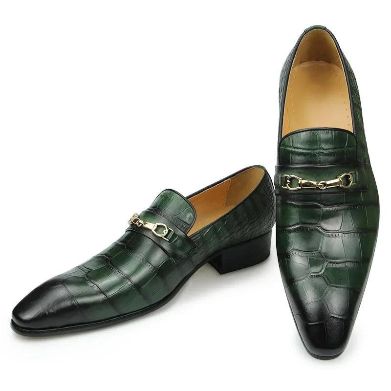 Elegant Shoes For Men‘s Dress Wedding Loafer Buckle Leather banquet party Workplace Business Green Casual For Men Drivers Shoe
