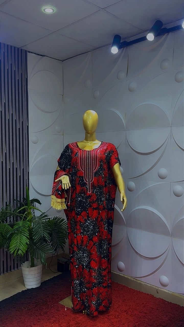 Women African Traditional Print Kaftan/Boubou Maxi Dress Multi Colour One Size