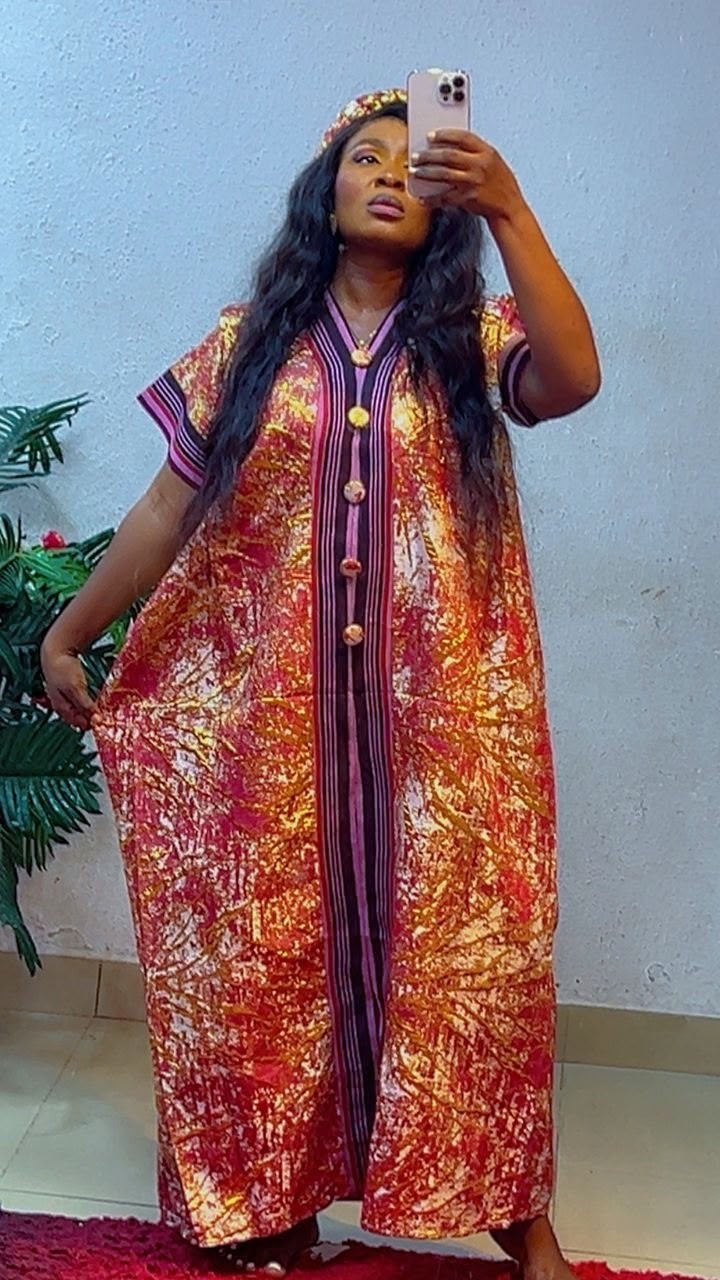 Women African Traditional Kaftan/Boubou Maxi Dress/Gown Multicolour One Size