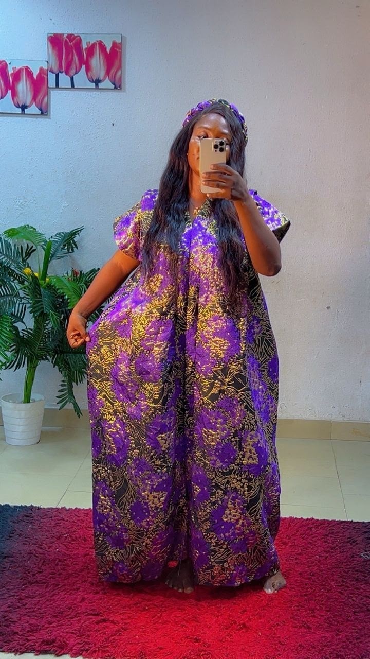 Women African Traditional Kaftan/Boubou Maxi Dress/Gown Multicolour One Size