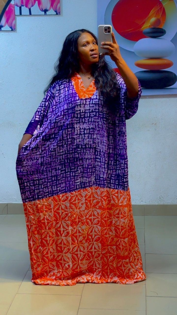 African Adire Bubu Dress Women's Size One Size Green