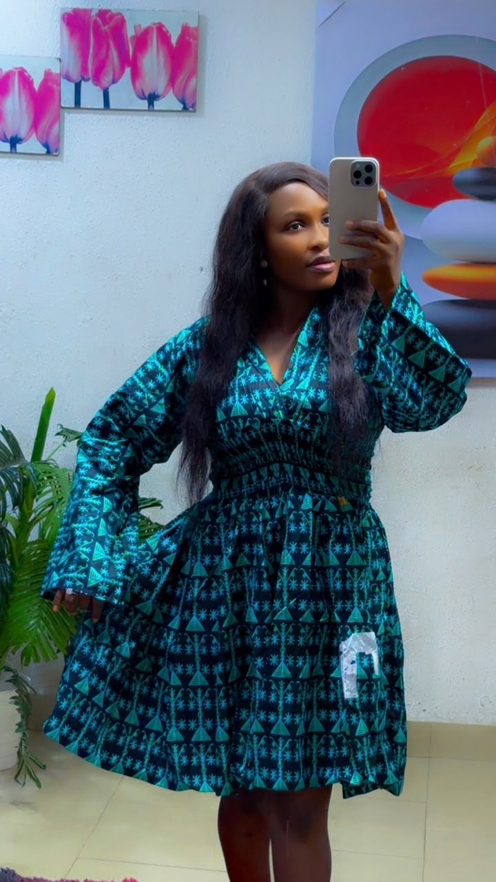 African Ankara Short Dress Women UK Size 10-16