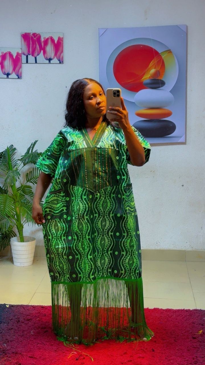 Kampala with Aso Oke Neck Short Dresses with Fringes for Women Party Wear