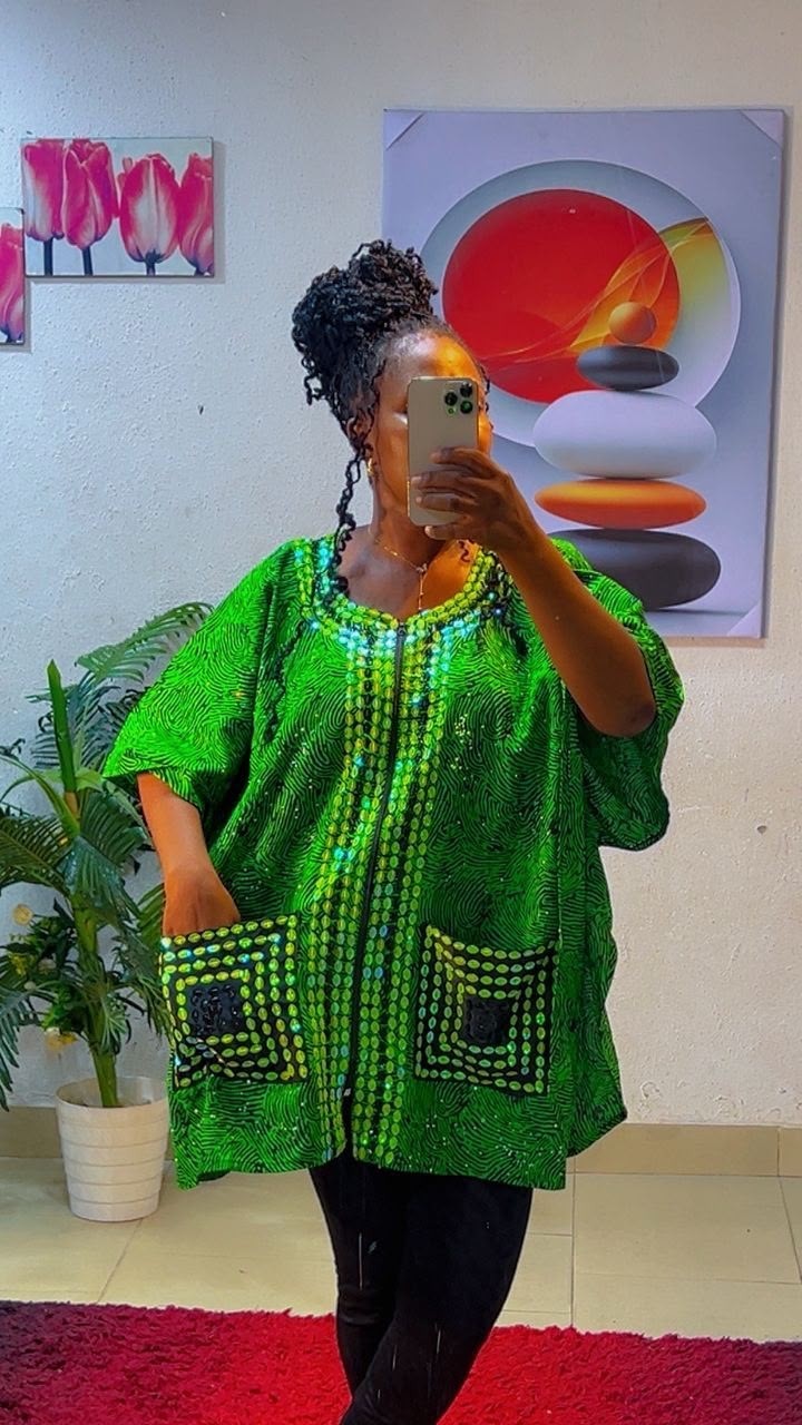 Ankara Tops With Fully Body Stones Size 10-16