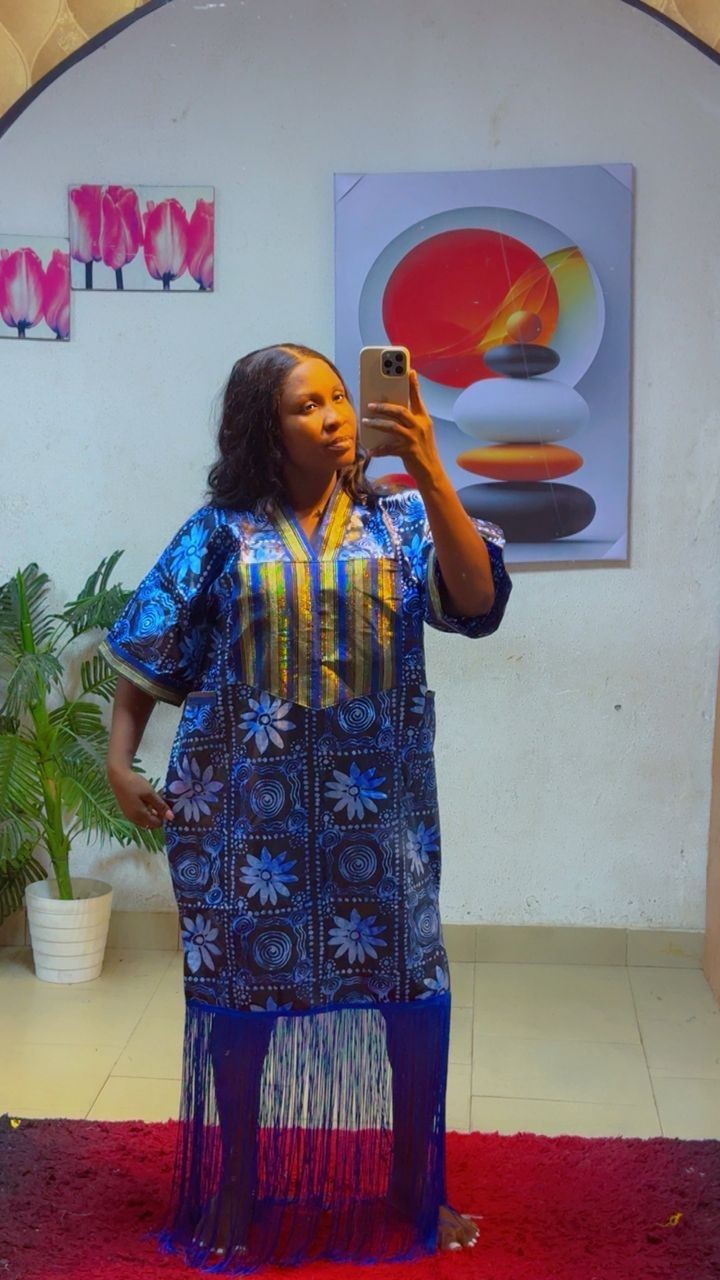 Kampala with Aso Oke Neck Short Dresses with Fringes for Women Party Wear