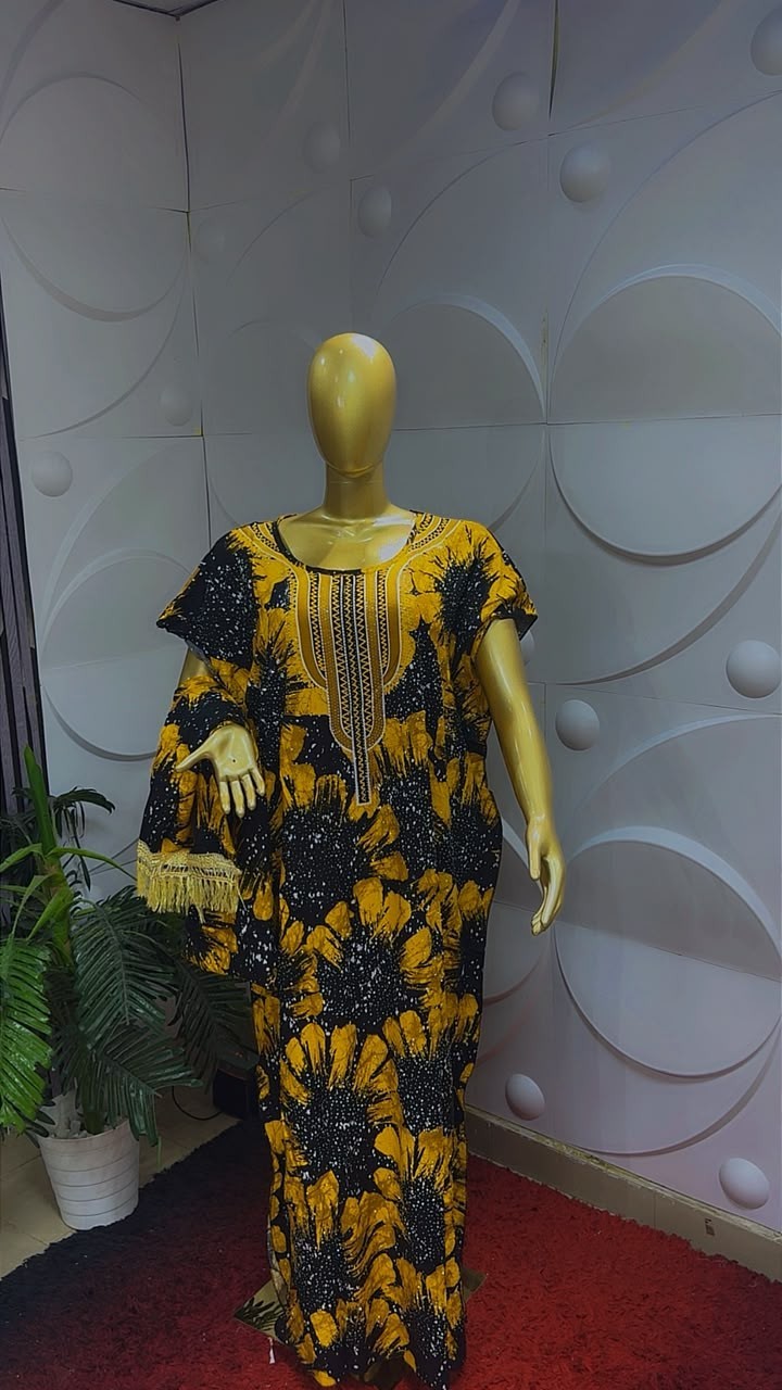Women African Traditional Print Kaftan/Boubou Maxi Dress Multi Colour One Size