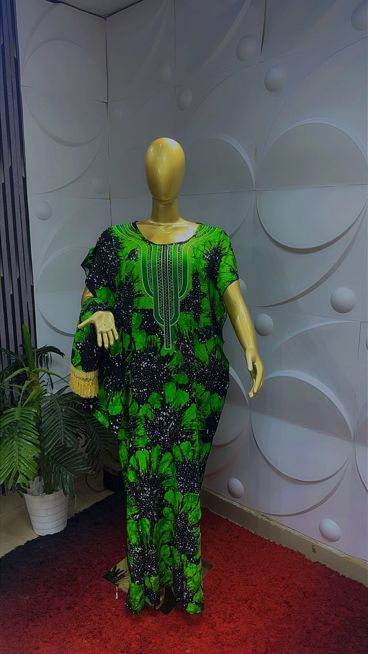 Women African Traditional Print Kaftan/Boubou Maxi Dress Multi Colour One Size