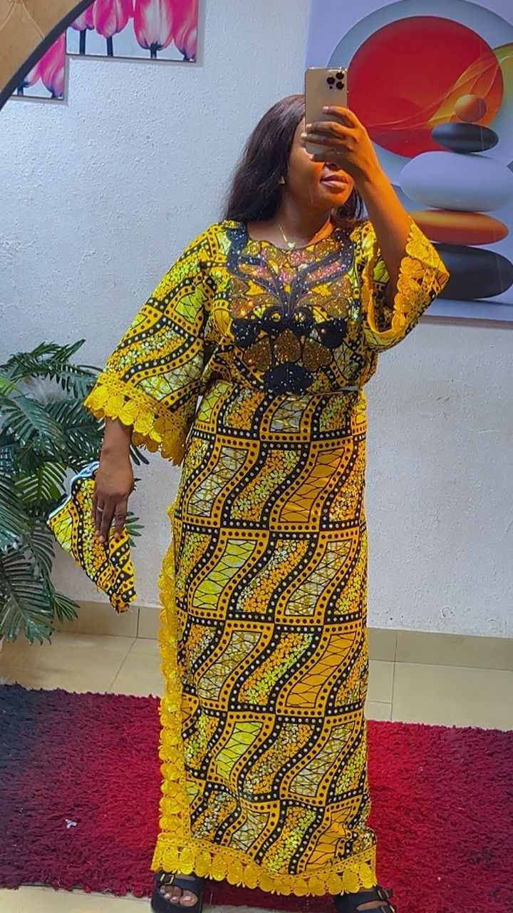100% Ankara Two Piece with Lace and Scarf African Print Fabric