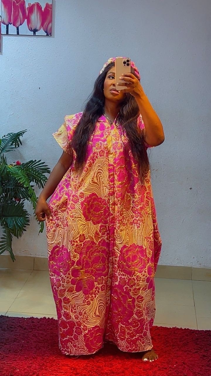 Women African Traditional Kaftan/Boubou Maxi Dress/Gown Multicolour One Size