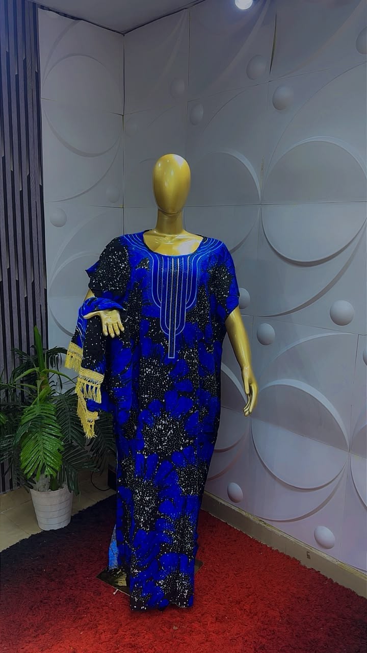 Women African Traditional Print Kaftan/Boubou Maxi Dress Multi Colour One Size