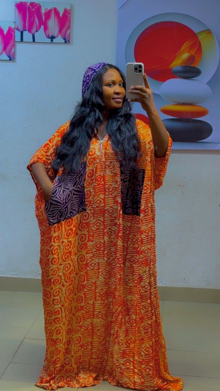 African Adire Bubu Dress Women's Size One Size Green