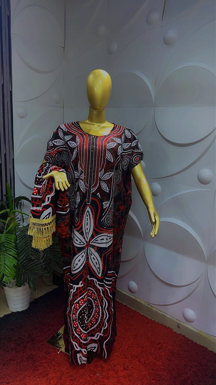 Women African Traditional Print Kaftan/Boubou Maxi Dress Multi Colour One Size
