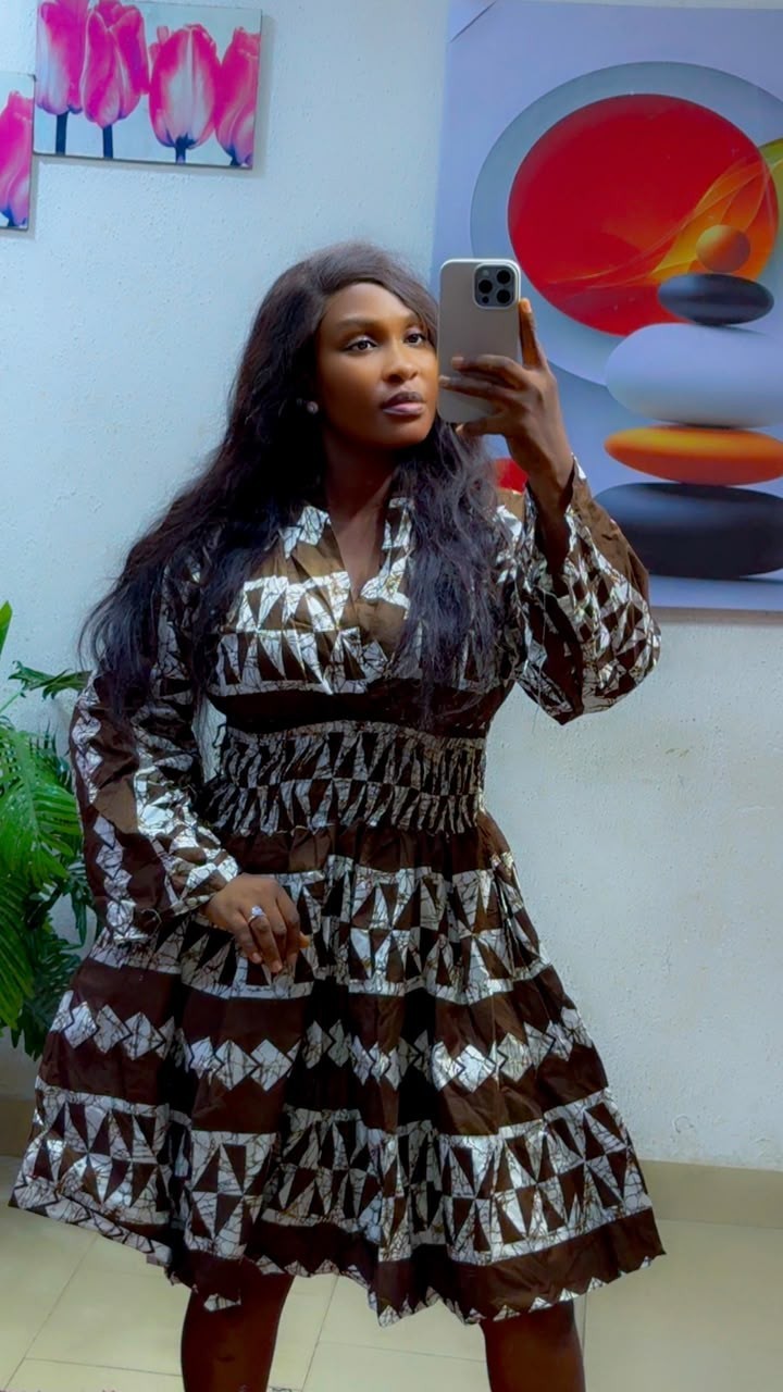 African Ankara Short Dress Women UK Size 10-16