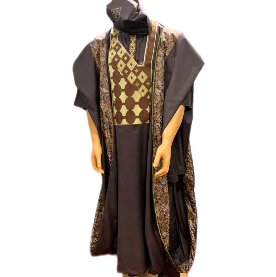 Men Traditional 3 Piece Nigerian Nigerian Agbada Style Embroidered size XL- 4XL 