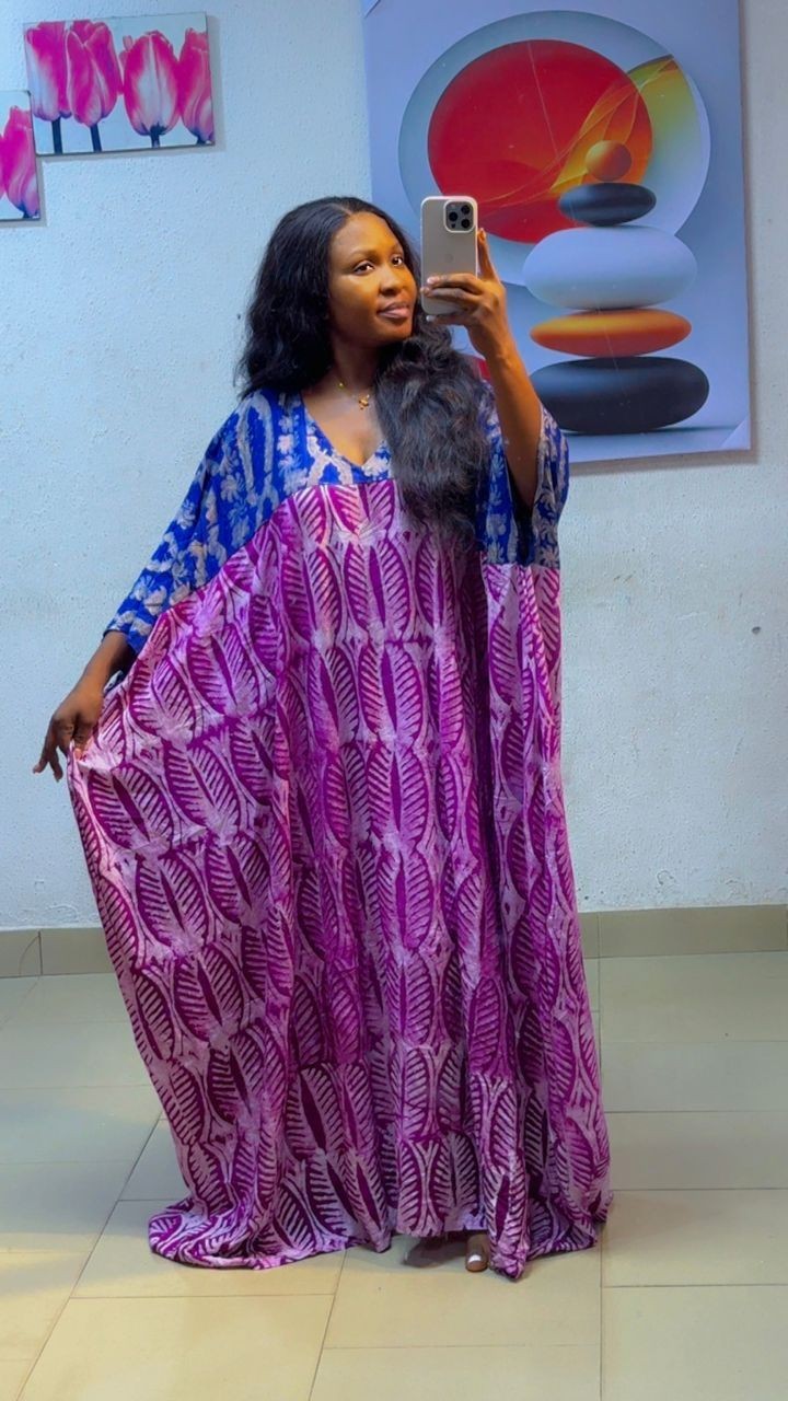 African Adire Bubu Dress Women's Size One Size Green