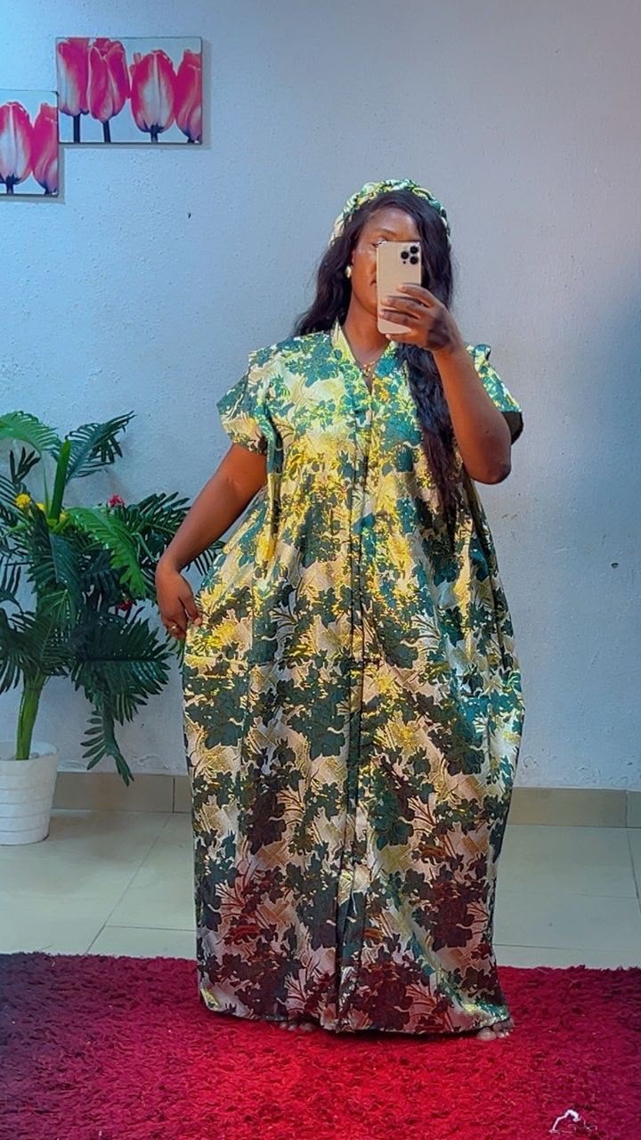 Women African Traditional Kaftan/Boubou Maxi Dress/Gown Multicolour One Size