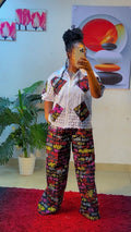 African Baggy Ankara Bottom And Lace Top Two Piece Set Size 10-16