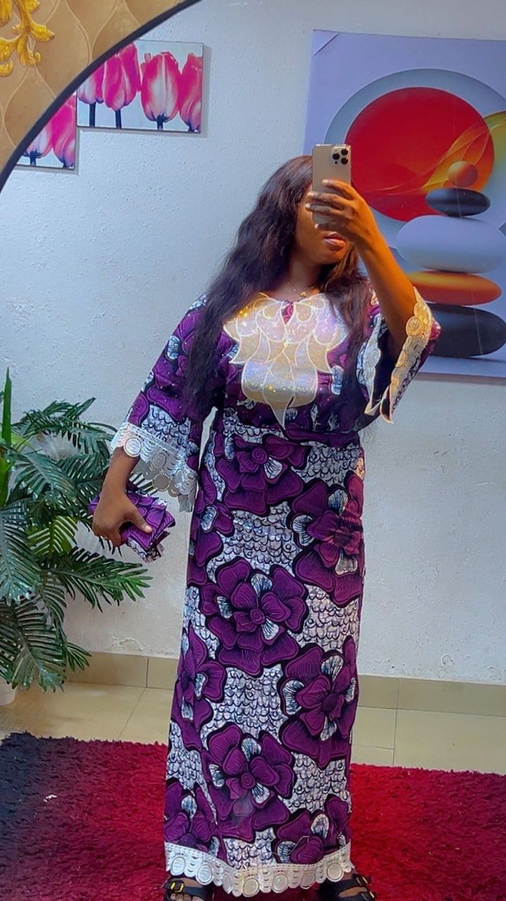 100% Ankara Two Piece with Lace and Scarf African Print Fabric
