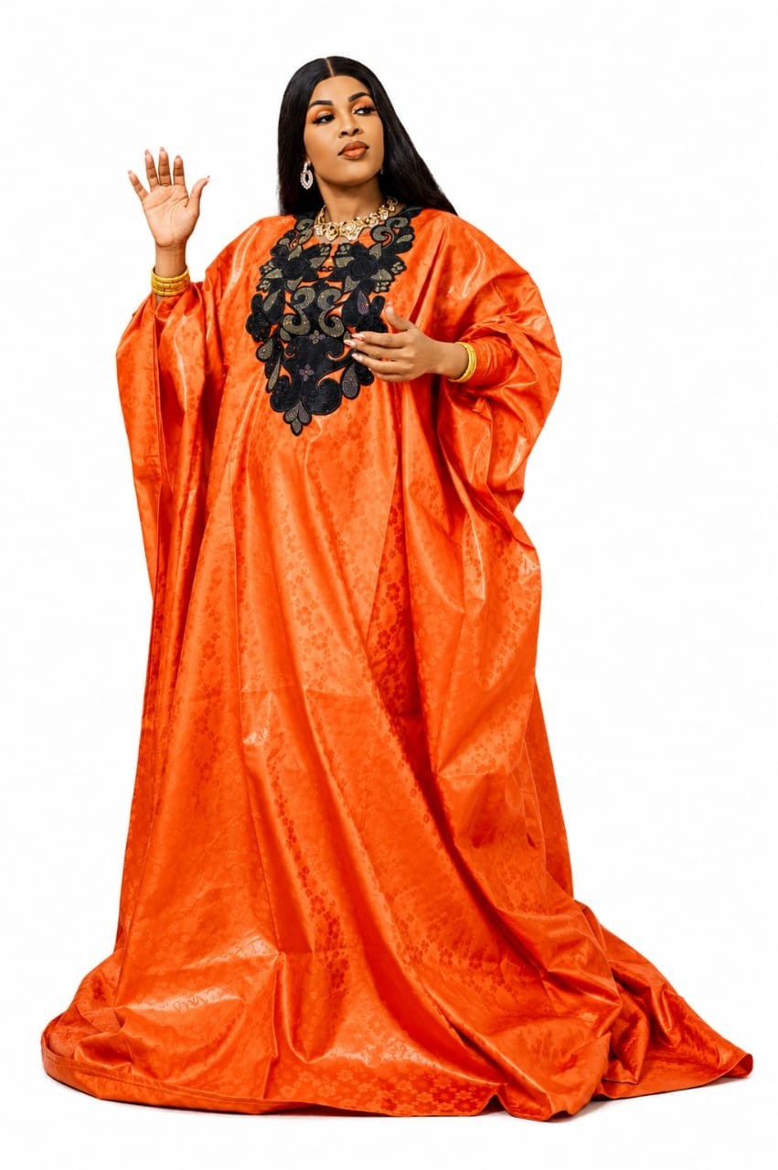 Women Traditional  Riche Bazin Senegalese Kaftan/Boubou Maxi Dress, One Size