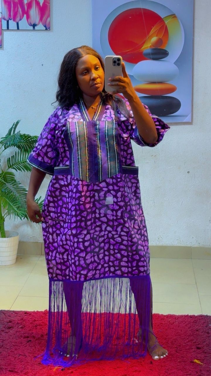 Kampala with Aso Oke Neck Short Dresses with Fringes for Women Party Wear