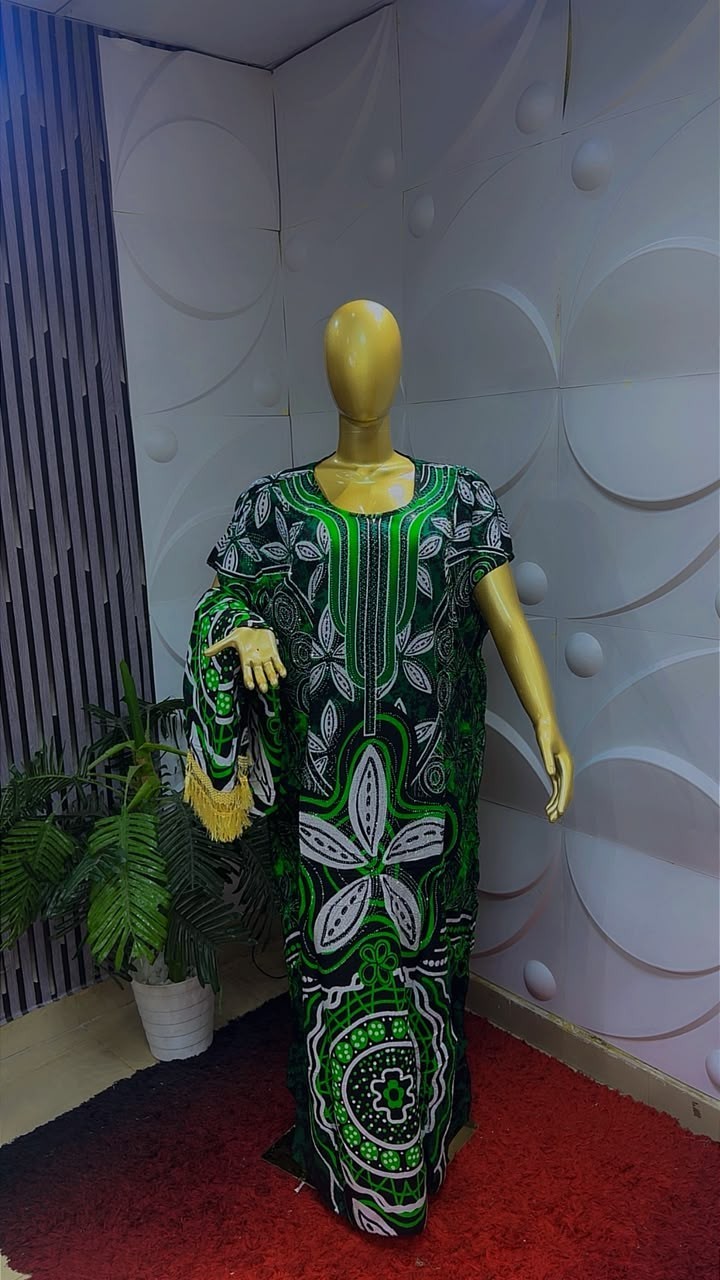 Women African Traditional Print Kaftan/Boubou Maxi Dress Multi Colour One Size