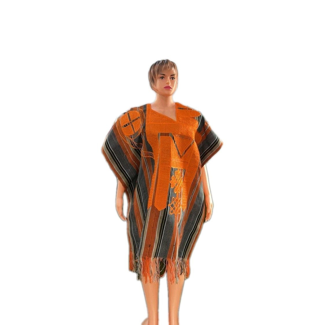 Women Aso Oke Short Dresses with Fringe African Party Dress