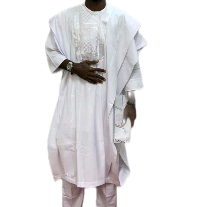 Men Traditional 3 Piece Nigerian Nigerian Agbada Style Embroidered size XL- 4XL 